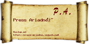 Press Ariadné névjegykártya